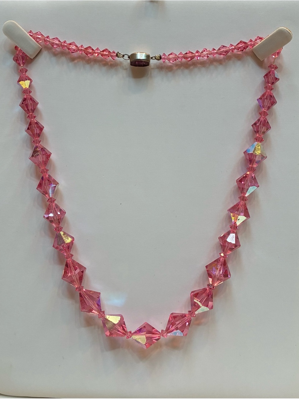 Vintage Pink Crystal Faceted Necklace